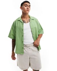 ASOS - Boxy Oversized Linen Blend Shirt With Revere Collar - Lyst