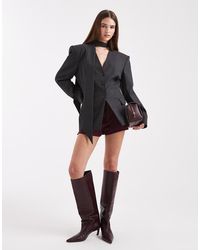 ASOS - Cinch Shoulder Pad Blazer With Scarf - Lyst