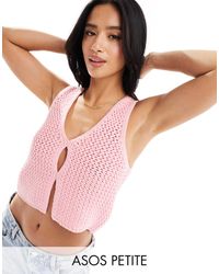 ASOS - Asos design petite – strick-trägertop aus grobstrick - Lyst