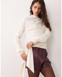 ASOS - Knitted Tie Side Top With Funnel Neck - Lyst