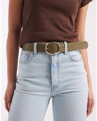 Pieces - Chunky Gold Buckle Belt - Lyst