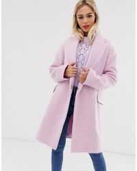 ASOS Abrigo rosa con doble botonadura en tejido cepillado - Azul
