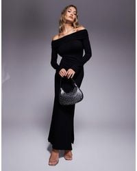 ASOS - Long Sleeve Bardot Twist Cut Out Back Midi Dress - Lyst