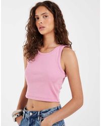 JJXX - Top De Canalé Corto En Rosa Claro - Lyst