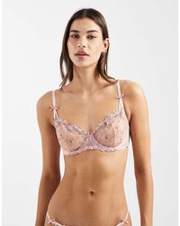 Lindex - Ella M Floral Embroidery Non Padded Underwire Balconette Bra - Lyst