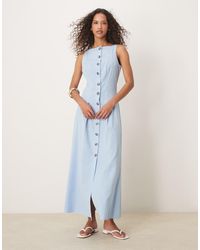 ASOS - Slash Neck Button Down Waistcoat Maxi Dress - Lyst