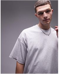 TOPMAN - Camiseta claro jaspeado extragrande con sisas caídas premium - Lyst