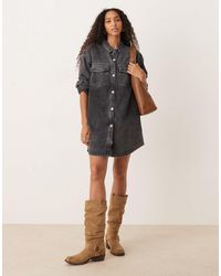 Roxy - – tidal moon – langärmliges hemdblusen-jeanskleid - Lyst