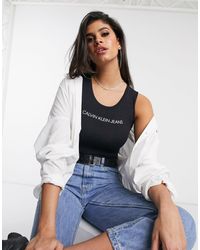 Calvin Klein – Institutional – Bodysuit mit Logo - Schwarz