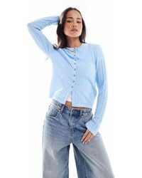 ASOS - Textured Knitted Stitch Detail Crew Neck Cardigan - Lyst