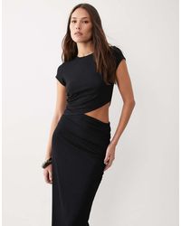 ASOS - Light Rib Knit Cut Out Midaxi Dress - Lyst