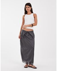 Muse Assembly - Satin Lace Trim Polly Skirt - Lyst