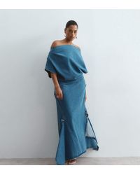 ARRANGE - Curve Draped Denim Maxi Dress - Lyst