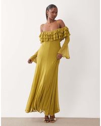 ASOS - Mesh Off Shoulder Ruffle Maxi Dress With Full Godets - Lyst