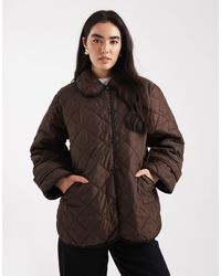 Pieces - Quilted Jacket With Collar Detail - Lyst