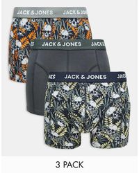 Jack & Jones - Pack De 3 Calzoncillos Azul Marino Con Estampado De Calaveras De - Lyst