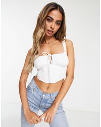 Pull&Bear - Rustic Tie Front Corset Top - Lyst