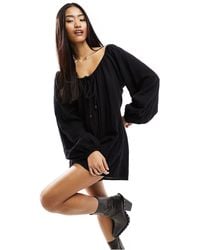 ASOS - Long Sleeve Romper Playsuit With Bead Detailing - Lyst