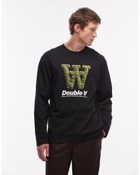 DOUBLE A by WOOD WOOD - 100% Cotton Long Sleeve T-shirt With Exclusive Moss Logo - Lyst