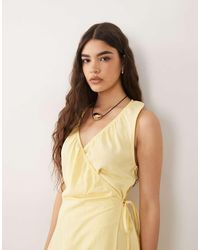ASOS - Linen Blend Halter Wrap Mini Dress - Lyst