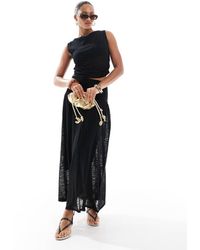 4th & Reckless - Gebreide Maxi Rok Met Brede Tailleband En Verlaagde Taille - Lyst