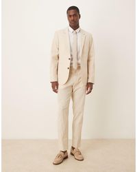ASOS - Linen Look Slim Suit Trousers With Front Pleat - Lyst