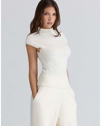 House Of Cb - Caia Ivory Wool Boucle Knit Top - Lyst