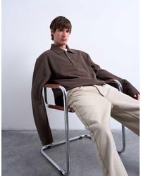 TOPMAN - Boxy Fit Waffle Polo Sweat - Lyst
