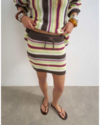TOPSHOP - Gebreide Gestreepte Mini Rok - Lyst