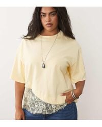 ASOS - Asos Design Curve Short Sleeve T-shirt With Lace Hem - Lyst