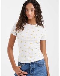 JJXX - Fitted Pointelle Top With Lemon Print - Lyst