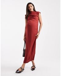 ASOS - Asos Design Maternity High Neck Sleeveless Midi Dress With Draped Neck - Lyst