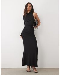 ASOS - High Neck Asymmetric One Sleeve Maxi Dress With Slash Cutout Back - Lyst