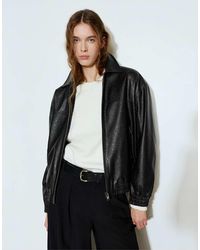 Pull&Bear - Faux Leather Bomber Jacket - Lyst
