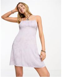 Collusion - Tie Dye Satin Mini Summer Dress With Lace Trim - Lyst