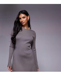 Kaiia - Knitted High Neck Flared Sleeve Mini Jumper Dress - Lyst