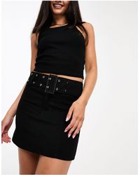 Daisy Street - Minifalda negra con cinturón y hebilla estilo años 2000 - Lyst