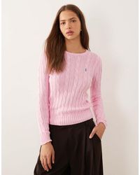 Polo Ralph Lauren - Julianna Icon Logo Cotton Cable Knit Jumper - Lyst