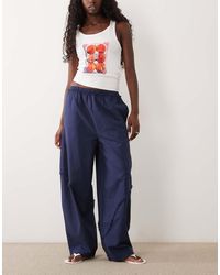ASOS - Linen Blend Pull On Barrel Leg Trousers With Raw Seam Detail - Lyst