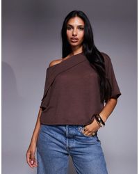 ASOS - Semi Sheer Knit Cape Top With Fold Detail - Lyst
