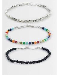 ASOS - 3 Pack Chipping Beaded And Chain Bracelet - Lyst