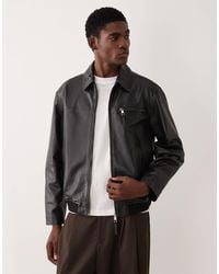 ASOS - – oversize-harrington-jacke aus echtleder - Lyst