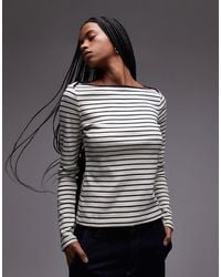 Mango - Striped Boat Neck Long Sleeve T-Shirt - Lyst