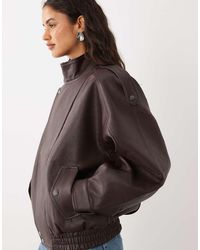 Abercrombie & Fitch - Oversized Faux Leather Bomber Jacket - Lyst