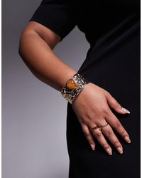 ASOS - Asos Design Curve Limited Edition Cuff Bracelet With Abstract Textured Molten - Lyst