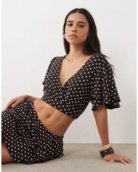 Miss Selfridge - Wrap Frill Sleeve Top Co-Ord - Lyst