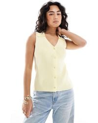 ASOS - Ribbed Collared Knitted Top - Lyst