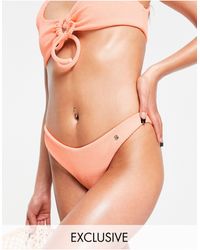 ONLY - Exclusive Co-ord Crinkle Bikini Bottoms With V Front And High Leg - Lyst