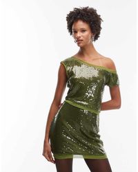 ASOS - Top Van Mesh Met Blote Schouders En Lovertjes - Lyst