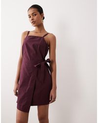 Nobody's Child - Kourtney Wrap Front Tie Detail Mini Dress Deep - Lyst